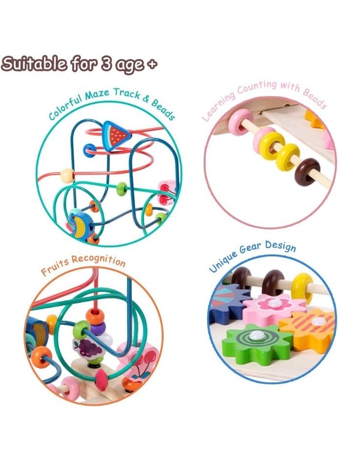 Twisoo Wooden Bead Maze Roller Coaster Toy for Toddlers | Educational Abacus Sliding Beads Game | Early Learning Toy for Counting, Grasping & Hand-Eye Coordination - Image 2